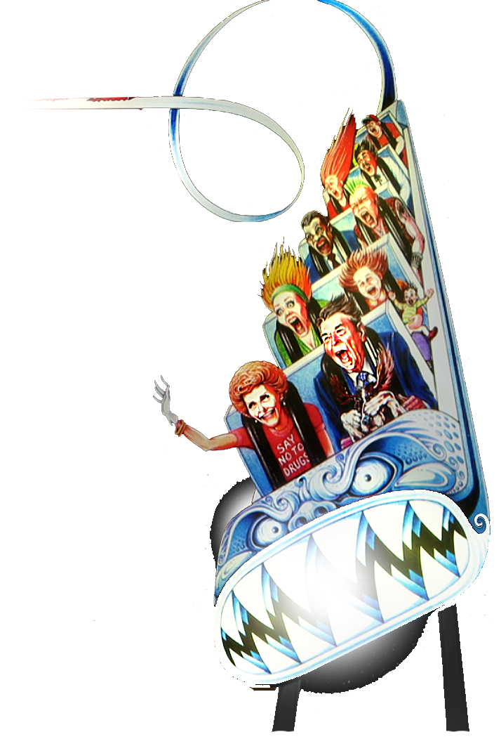 Ronald and Nancy Reagan on the Cyclone pinball machine